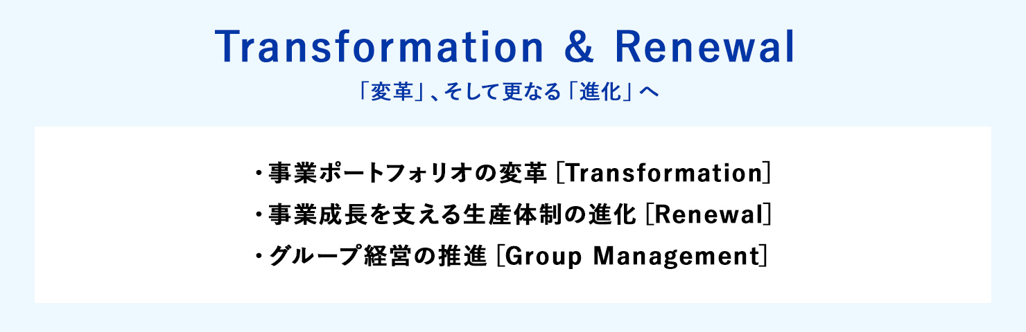 Transformation ＆ Renewal ｢変革｣そして更なる｢進化｣へ