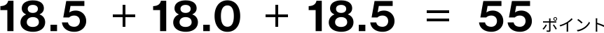 18.5＋18.0＋18.5＝55ポイント