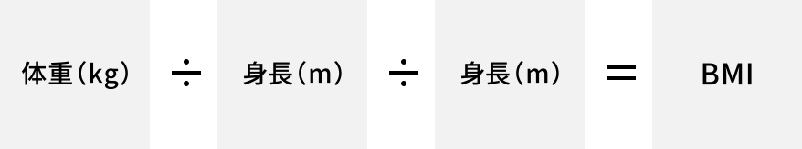 体重（kg）÷身長（m）÷身長（m）=BMI