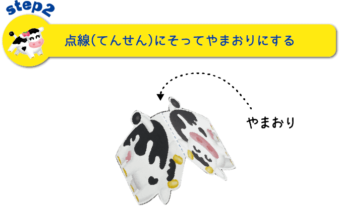 点線（てんせん）にそってやまおりにする