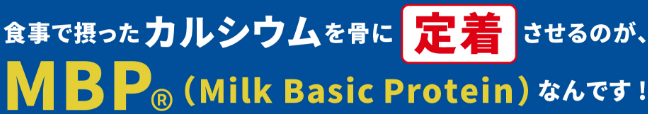 食事で摂ったカルシウムを骨に「定着」させるのが、MBP®（Milk Basic Protein）なんです!