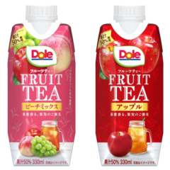 果実のおいしさにこだわった、Dole®がお届けするフルーツティー！『Dole® FRUIT TEA ピーチミックス』『Dole® FRUIT TEA アップル』（各330ml）2024年3月26日（火）、5月7日（火）より全国にて新発売