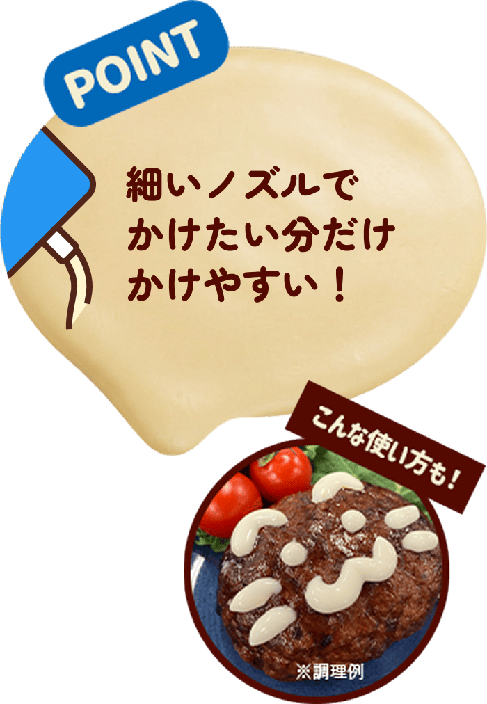 POINT 細いノズルでかけたい分だけかけやすい！こんな使い方も!